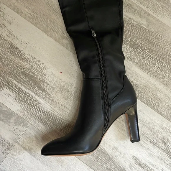 NIB Franco Sarto Katie Black OTK Sock Pointed Toe Boots - Picture 5 of 6